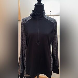 DANSKIN WOMEN'S DRI-MORE LARGE 1/2 ZIP FITTED WICKING ATHLETIC TOP